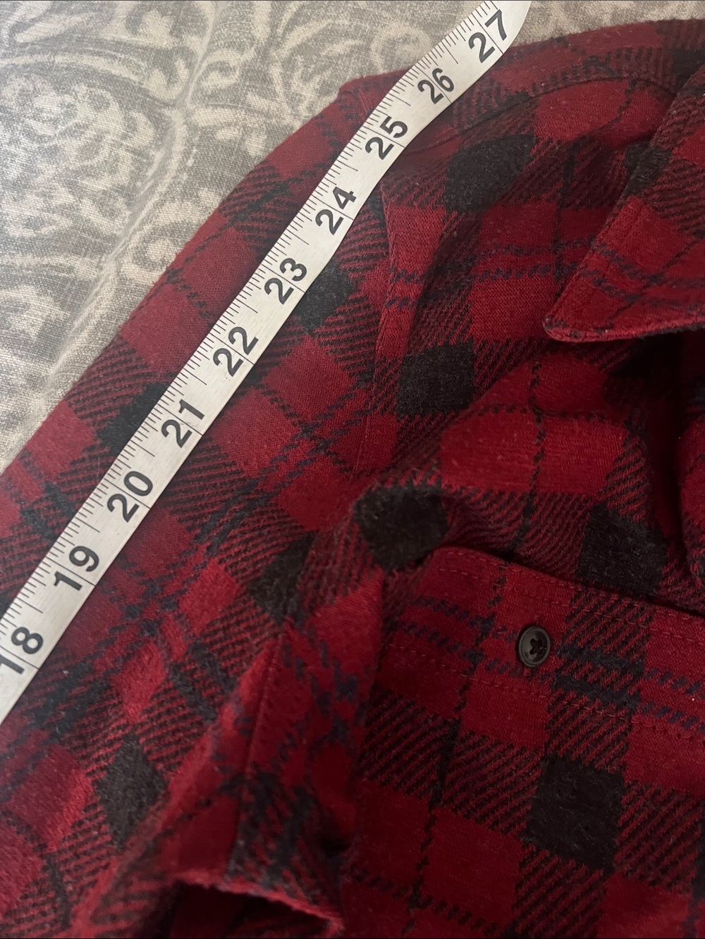 Faherty Legend Sweater Shirt Size Large Red Plaid Flannel Stretch - Picture 7 of 8